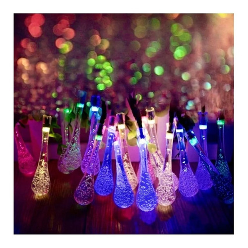 Imagen 7 de 9 de Pack 3 Luces Navideñas 30led Gotas Guirnalda Solar