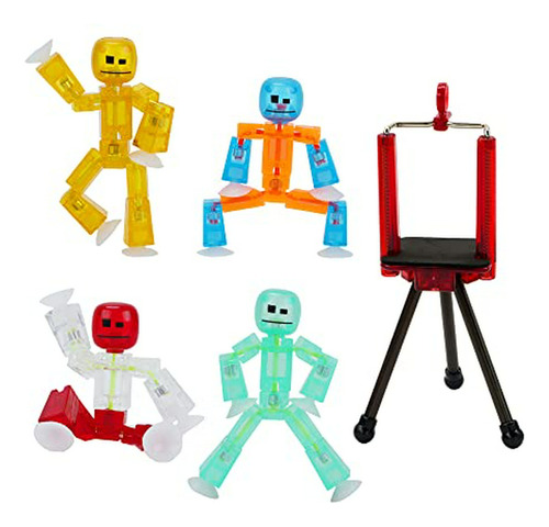 Muñeco Figura Acción Zing Stikbot 4 Pack Con Trípode, Juego 