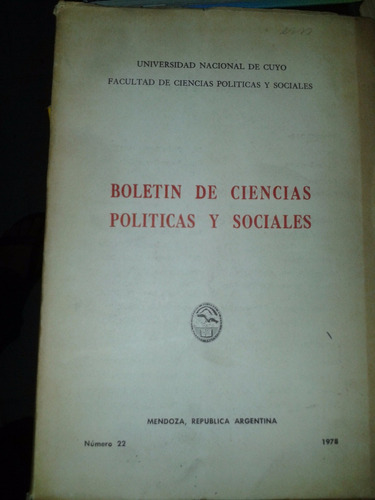 Boletin De Ciencias Políticas Y Sociales - Mendoza - A860