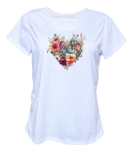 Blusa Playera Corazon Flores Morado Rosa Mujer Extra