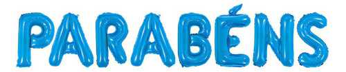 Balão Metalizado Letras Parabéns Azul