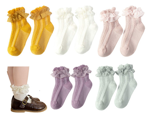 5 Pares De Calcetines De Algodón Para Bebé Y Niña,