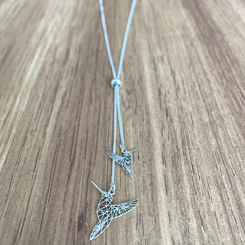Imagen 4 de 10 de Collar Corbatero Colibrí Plata 925 Mujer Agálea Joyería