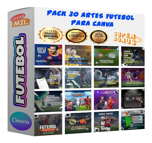 Pack Canva Futebol Templates Editável 30 Artes
