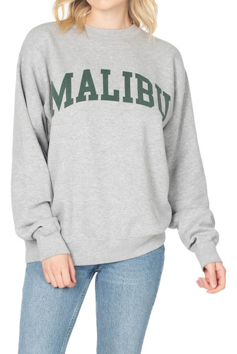 Sudadera Vintage Cuello Redondo Estampado Malibu Varsity