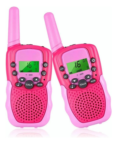 Walkie Talkies Para Niños Con Linterna Y Lcd Rosa Color