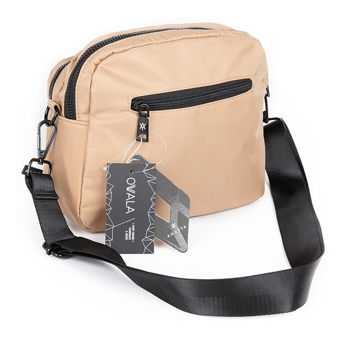 Imagen 2 de 6 de Bandoleras Mujer Amayra Cartera Camel Microfibra Bolsillo