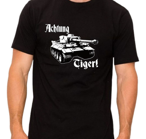 Panzer Remera King Tiger En Algodon Negro