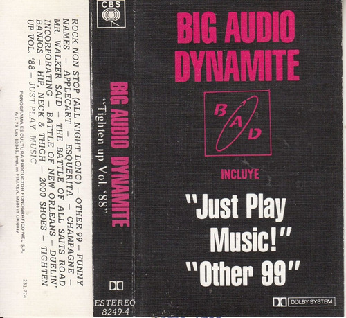 1988 Big Audio Dynamite Tighten Up Cassete Uruguay Diferente