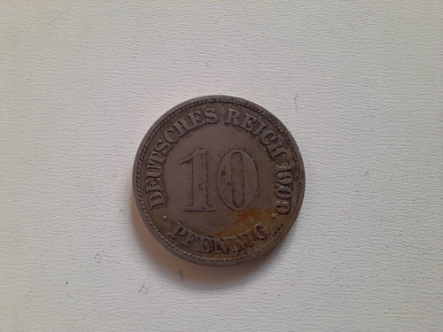 Moneda 10 Pfennig Deutsches Reich 1909 Alemania