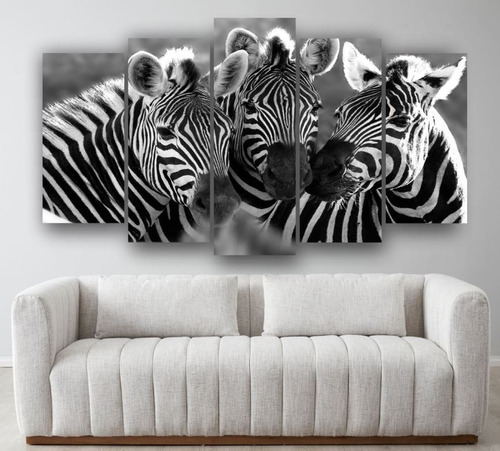 Set De 5 Cuadros Decorativo En Canvas Zebra Animal Arte - 11