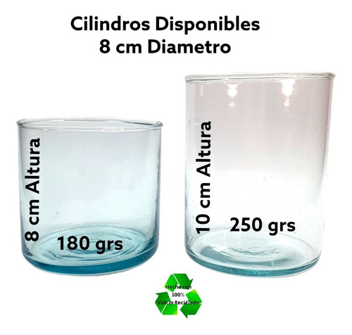 Imagen 5 de 6 de Frascos / Cilindros 8x8cm (180grs) Para Velas 100 Pz