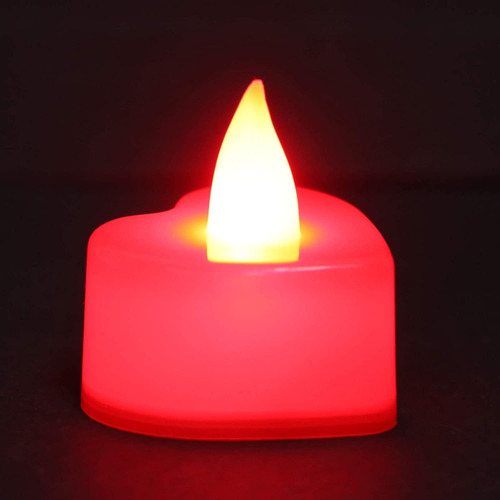 12pcs Sin Llama Velas Candelita Forma De Corazón Led D...