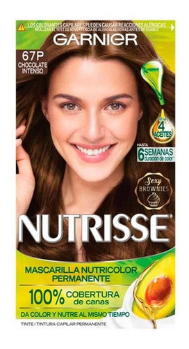 Kit Tinte Garnier  Nutrisse regular clasico Mascarilla nutricolor permanente tono 67p chocolate intenso para cabello