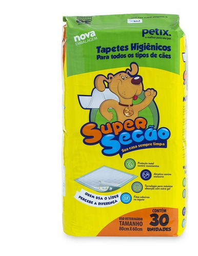 Kit 4 Tapete Higiênico Petix - Super Secão 80x60cm - 120 Un