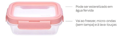 Kit 3 Potinhos Herméticos Com Trava 100ml Rosa Buba 18059