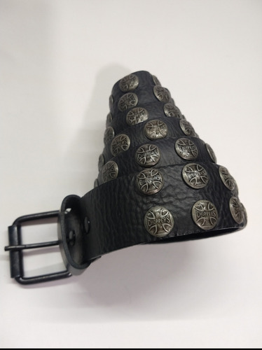 Cinturón De Cuero Con Calaveras, Chopper, Picos Negros Níque