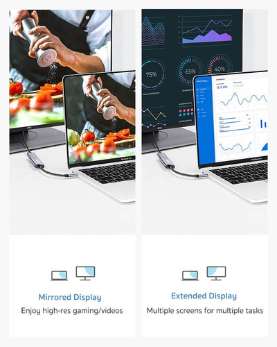 Imagem 5 de 10 de Cabo Adaptador Esr Usb C Para Hdmi 4k Thunderbolt 3