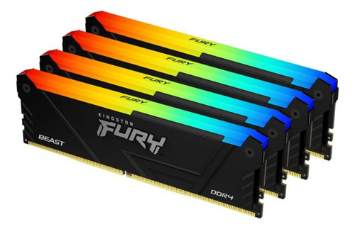 Memória Ddr4 Kingston Fury Beast Rgb, 32gb (4x8gb), 3600mhz