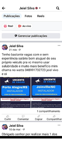 Vaga Para Instalador Com E Sem Experiência Em Todo O Estado 