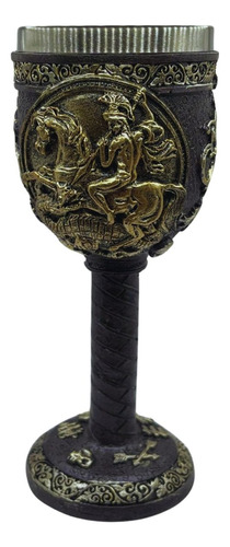 Taça Cálice São Jorge Santo Guerreiro Medieval Resina Inox