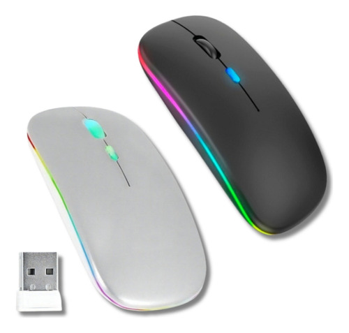 Mouse Sem Fio Wireless Led Carregador Usb Recarrgável 