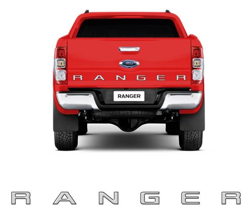 Faixa Traseira Resinada Ford Ranger 2013/2019 Prata/preto