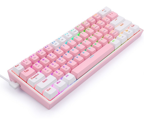 Imagen 6 de 9 de Teclado Gamer Redragon Fizz Pro K616 Rgb 60% Rosa Blanco F