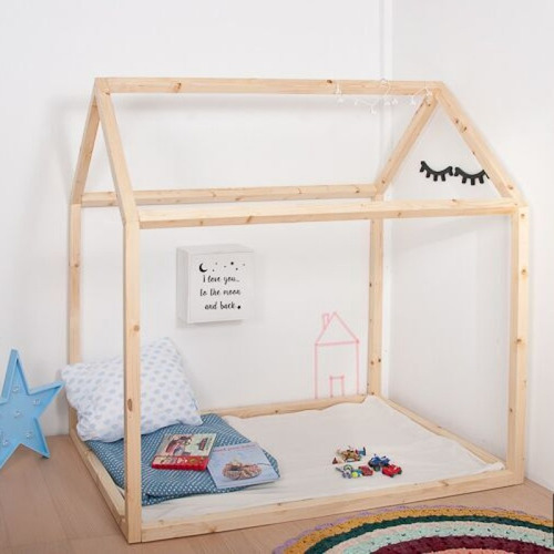 Cama Casita Metodo Montessori De Una Plaza 1.90x0.80cm