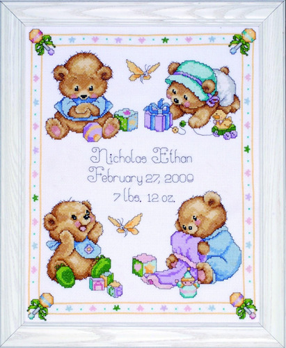 T21711 Baby Bears Birth Record Kit De Punto De Cruz Con...