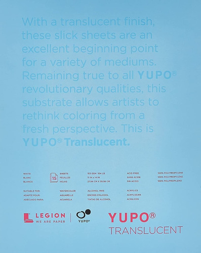 Legion Paper Yupo Block De Papel Translúcido 153gsm 11x14in 