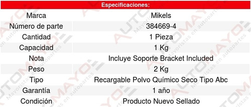 Extintor Recargable De Emergencia 1 Kg Mikels