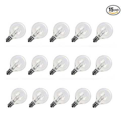 Pack De 15 G40 Bombillas Globo Claro Candelabra Base De Torn