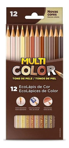 Lapis De Cor Ecolapis Faber Tons De Pele 12 Cores Multicolor