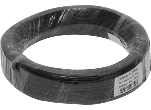 Cabinho Flexível 0,50mm 300v 70º / 20 Awg  Preto-100 Metros