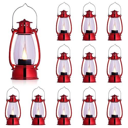 12 Pack Vintage Decorative Lanterns, Red Mini Candle La...