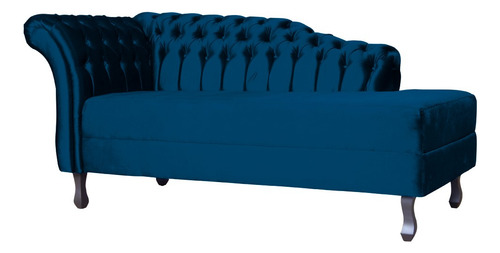 Recamier Divã Styllus Lado Direito Veludo Azul Marinho