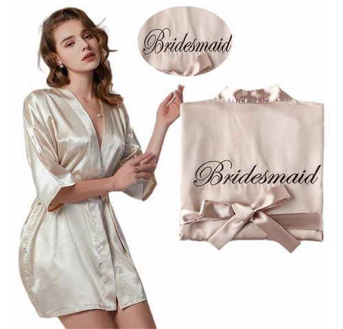 Batas Para Novias , Dama Satin Bordado Bata/camisón