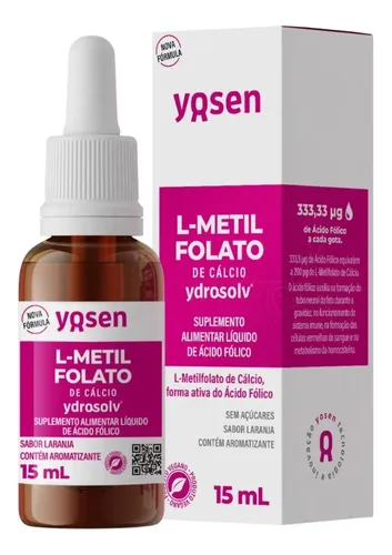 Vitamina Yosen L-Metilfolato de Cálcio em líquido sabor Laranja x 15mL