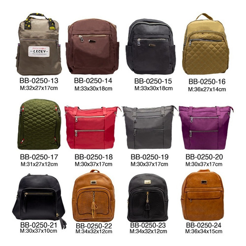 Mochila Casual Económica Diferentes Diseños Mayoreo 6 Pzas Color Multicolor Diseño de la tela Poliéster
