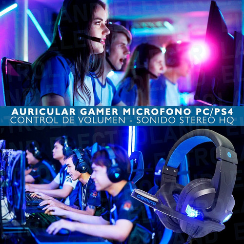 Imagen 9 de 10 de Auricular Gamer Micrófono Luz Led Sonido Hq Pc Playstation 4
