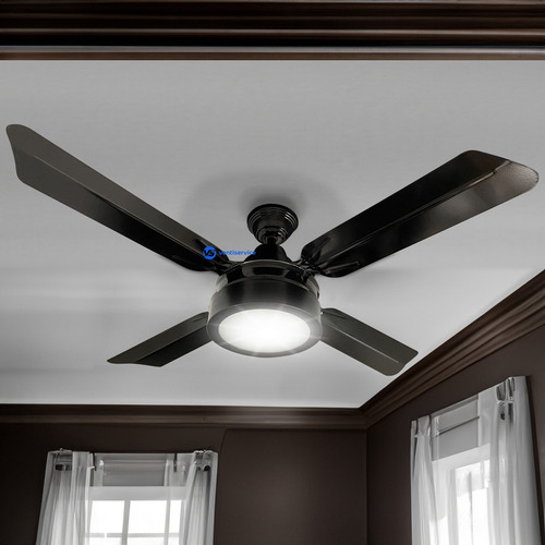 Ventilador Techo Palas Metálicas Plafon 2 Luces Estructura Negro
