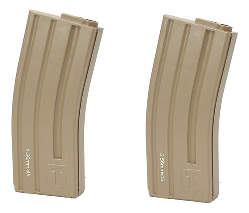 Combo 2x Airsoft Magazine Carregador M4 Mid Cap 120bbs Tan