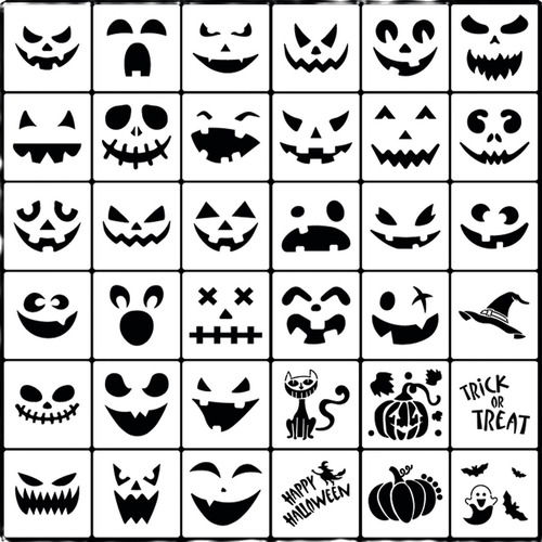 5 X 36 Plantillas Para Pintar Caras De Halloween, Plantillas