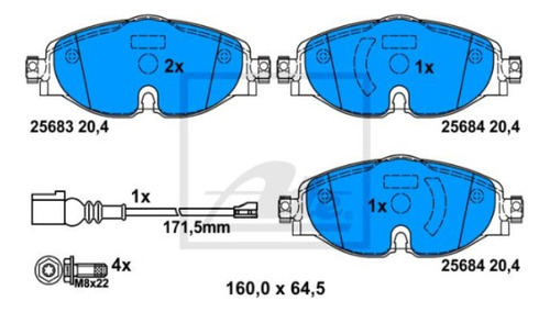 Balata Delantera / Audi A3 Tfsi 2.0l 4cil Turbo 2017 A 2018