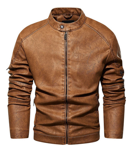 Chaqueta De Cuero Lavada De Calidad Para Hombre