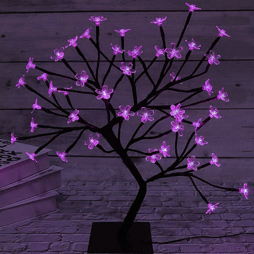 Imagen 5 de 7 de Arbol De Navidad Led Luminoso Bonsai Violeta Flor Cerezo