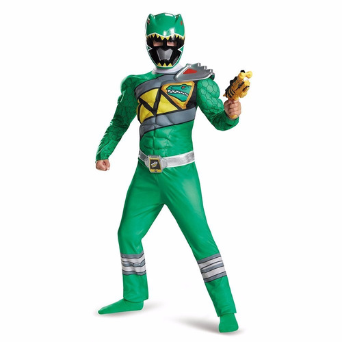 Fantasia Power Ranger Green Dino (10-12 Anos)
