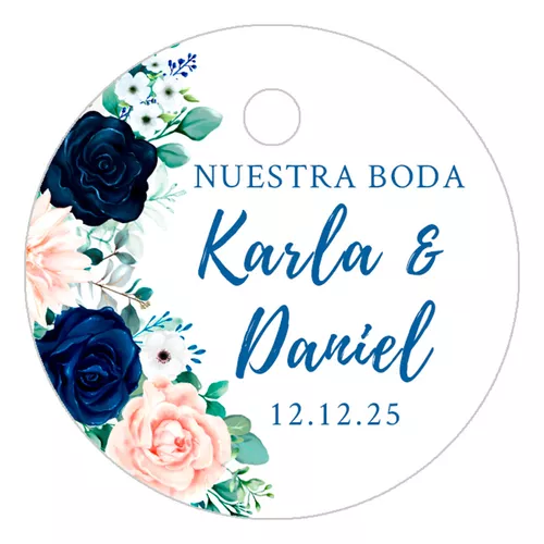 Etiquetas circulares personalizadas boda