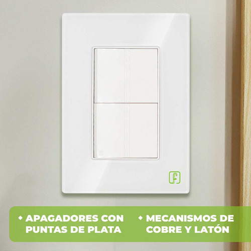 Placa Tipo Cristal 1 Apagador Senc Y 1 Esc 1.5 Mod Bco Igoto